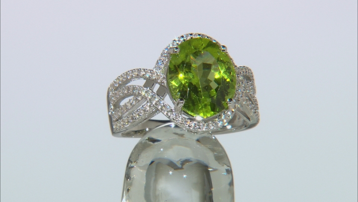 Green Peridot Rhodium Over Sterling Silver Ring 5.07ctw Video Thumbnail