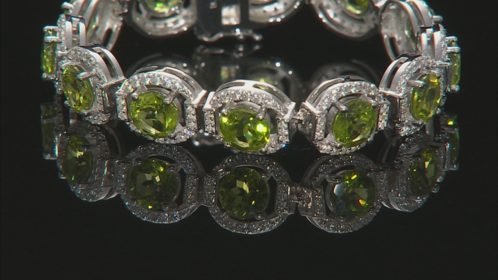 Green Peridot Rhodium Over Sterling Silver Bracelet 23.27ctw Video Thumbnail