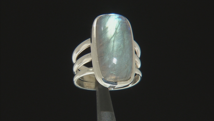 Gray Labradorite Sterling Silver Solitaire Ring Video Thumbnail