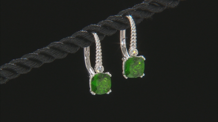 Green Chrome Diopside Rhodium Over Silver Earrings 2.03ctw Video Thumbnail