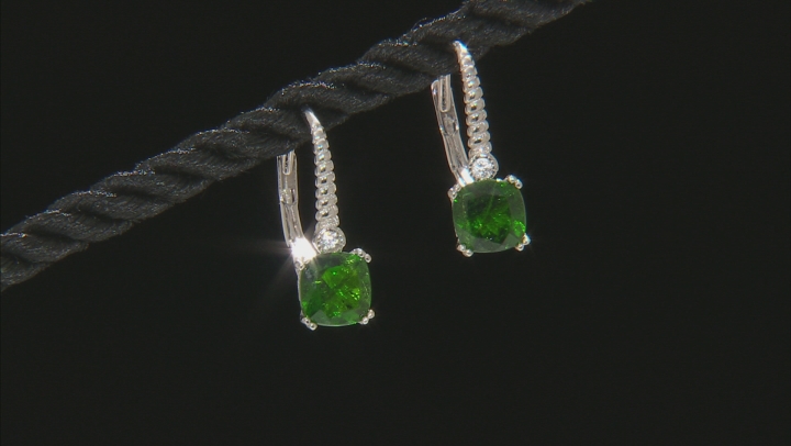 Green Chrome Diopside Rhodium Over Silver Earrings 2.03ctw Video Thumbnail