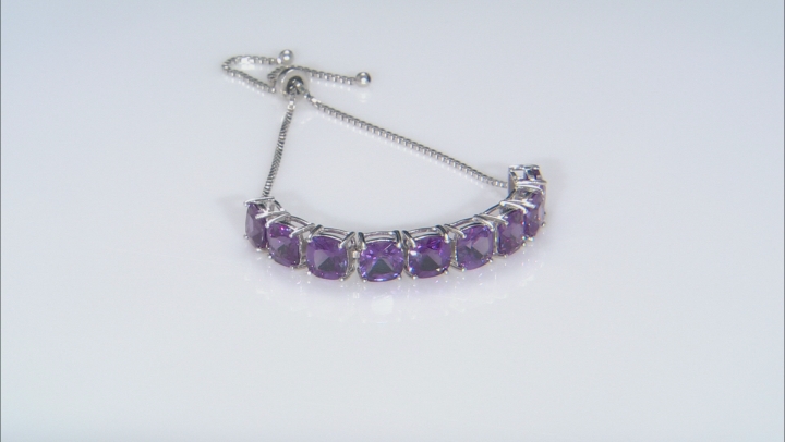Purple Lab Created Color Change Sapphire Rhodium Over Sterling Silver Bolo Bracelet 24.00ctw Video Thumbnail