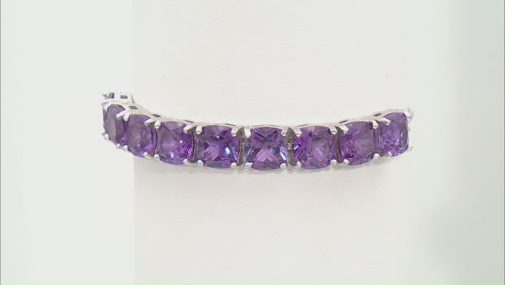 Purple Lab Created Color Change Sapphire Rhodium Over Sterling Silver Bolo Bracelet 24.00ctw Video Thumbnail