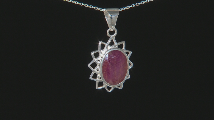 Red Ruby Sterling Silver Pendant With Chain 7.35ctw Video Thumbnail