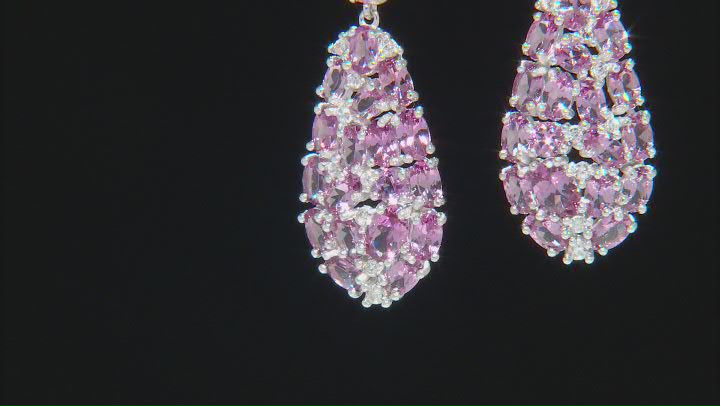 Pink Blush Garnet Rhodium Over Sterling Silver Dangle Earrings 9.80ctw