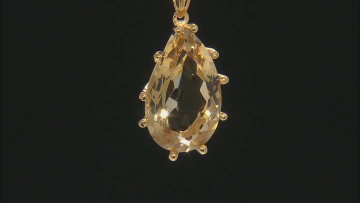 Citrine 18K Yellow Gold Over Sterling Silver Pendant with Chain 17.00ct Video Thumbnail