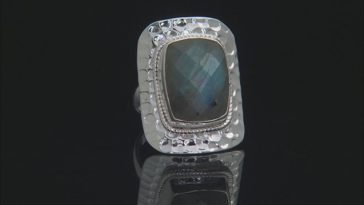Gray Labradorite Sterling Silver Solitaire Ring Video Thumbnail