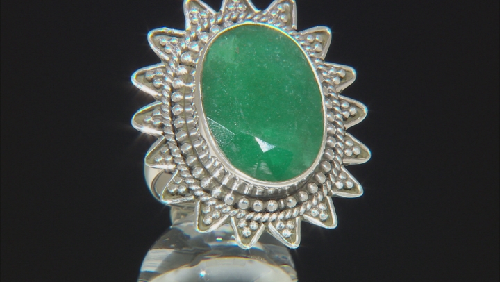 Green Beryl Solitaire Sterling Silver Ring Video Thumbnail