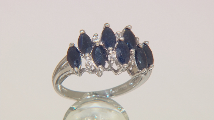 Sapphire Rhodium Over Sterling Silver Ring 2.25ctw Video Thumbnail