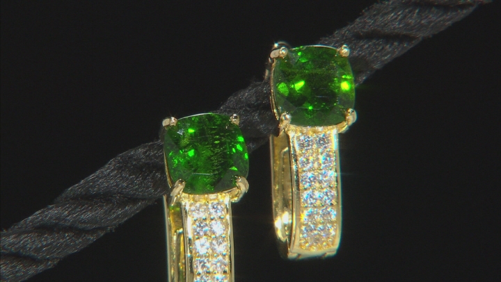 Green Chrome Diopside 18K Yellow Gold Over Sterling Silver Earrings 2.30tw