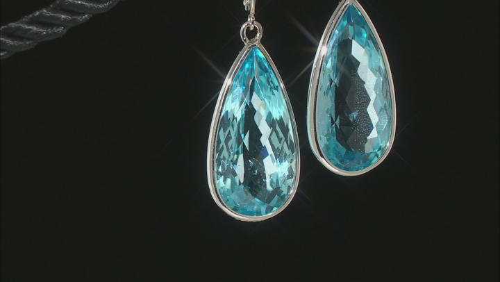 Sky Blue Topaz Rhodium Over Silver Dangle Earrings 34.00ctw Video Thumbnail