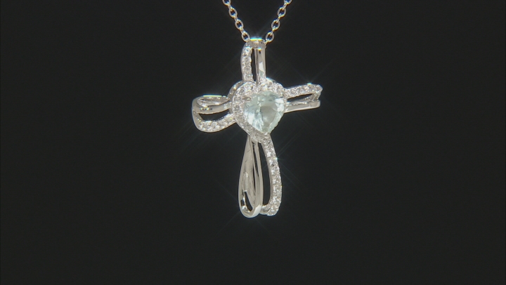 Aquamarine Rhodium Over Sterling Silver Pendant With Chain 1.11ctw Video Thumbnail