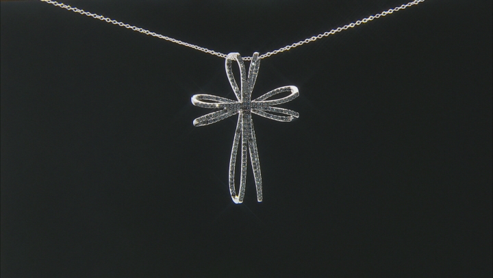 Black Spinel Rhodium Over Sterling Silver Cross Pendant With Chain 1.79ctw Video Thumbnail