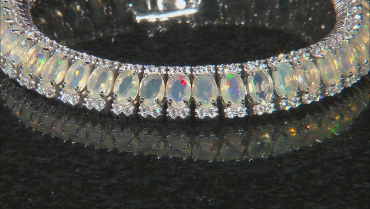 Ethiopian Opal Rhodium Over Sterling Silver Bracelet 13.11ctw Video Thumbnail