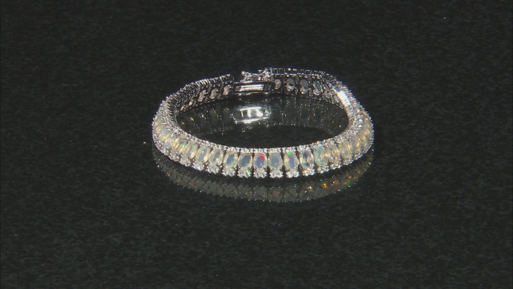 Ethiopian Opal Rhodium Over Sterling Silver Bracelet 13.11ctw Video Thumbnail