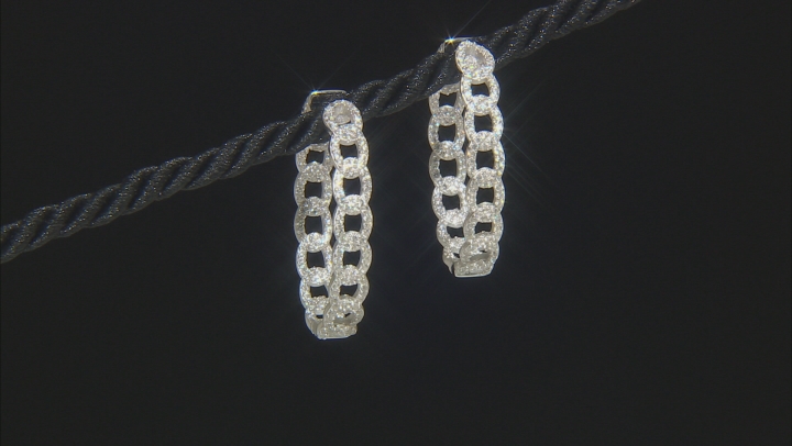 White Zircon Rhodium Over Sterling Silver Hoop Earrings 2.40ctw Video Thumbnail