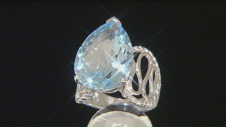 Sky Blue Topaz Rhodium Over Sterling Silver Ring 16.00ct Video Thumbnail