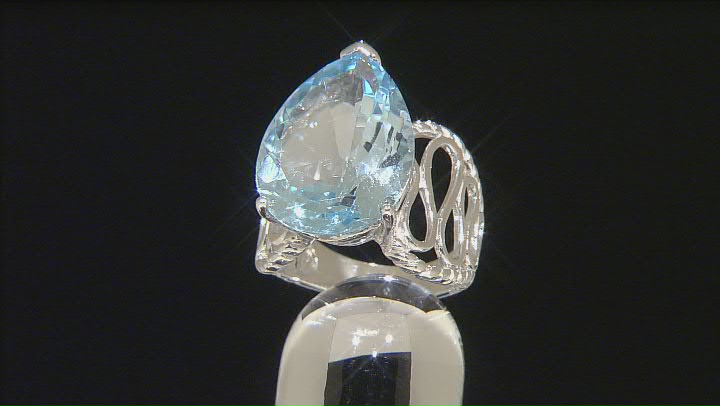 Sky Blue Topaz Rhodium Over Sterling Silver Ring 16.00ct Video Thumbnail