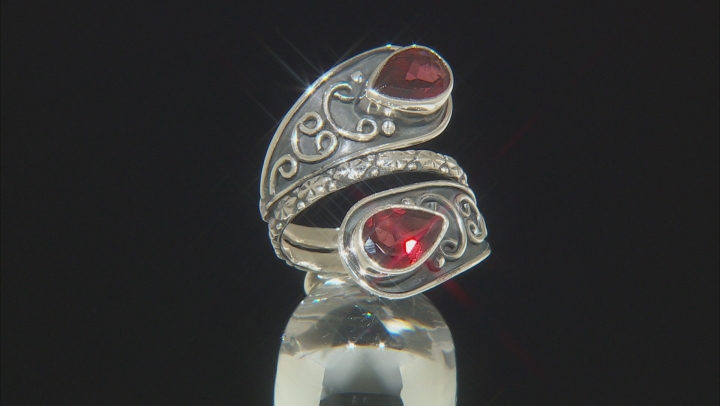 Red Garnet Sterling Silver Bypass Ring 3.00ctw Video Thumbnail