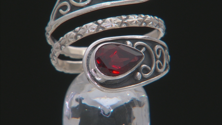 Red Garnet Sterling Silver Bypass Ring 3.00ctw Video Thumbnail