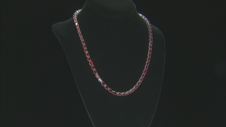 Red Garnet Rhodium Over Sterling Silver Necklace 61.00ctw Video Thumbnail