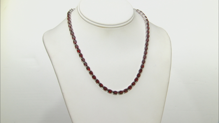 Red Garnet Rhodium Over Sterling Silver Necklace 61.00ctw Video Thumbnail