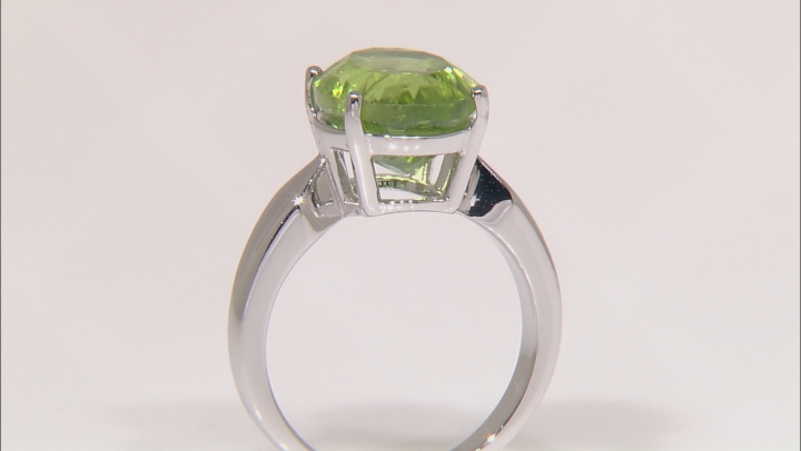 Green Peridot Rhodium Over Sterling Silver Solitaire Ring 4.50ct Video Thumbnail