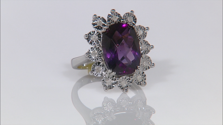 Purple Amethyst Rhodium Over Sterling Silver Ring 6.45ctw Video Thumbnail