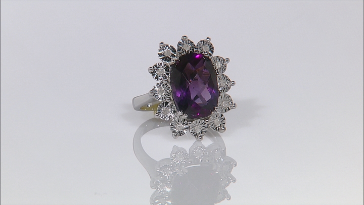 Purple Amethyst Rhodium Over Sterling Silver Ring 6.45ctw Video Thumbnail