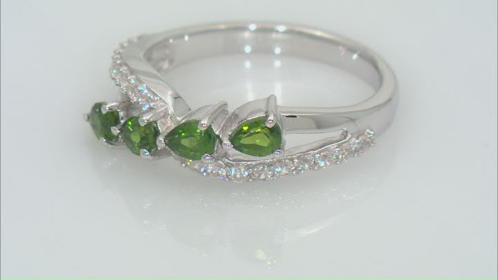 Green Chrome Diopside Rhodium Over Sterling Silver Ring 1.00ctw Video Thumbnail
