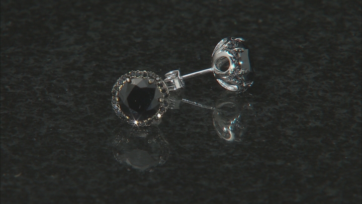 Black Spinel Rhodium Over Sterling Silver Earrings 4.55ctw Video Thumbnail