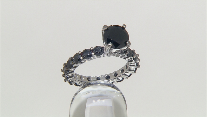 Black Spinel Rhodium Over Sterling Silver Set Of Three Rings 11.25ctw Video Thumbnail