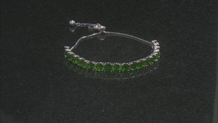 Green Chrome Diopside Rhodium Over Sterling Silver Bolo Bracelet 10.70ctw Video Thumbnail