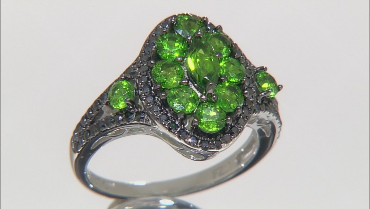 Green Chrome Diopside Rhodium Over Sterling Silver Ring 1.93ctw Video Thumbnail