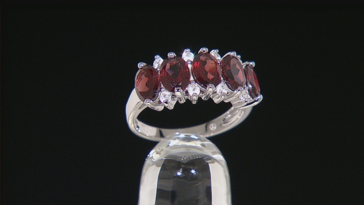 Red Garnet Rhodium Over Sterling Silver Ring 5.35ctw Video Thumbnail