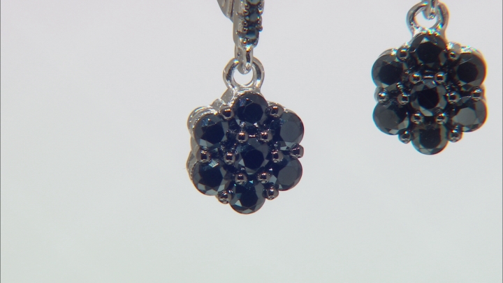 Black Spinel Rhodium Over Sterling Silver Dangle Earrings 1.35ctw Video Thumbnail