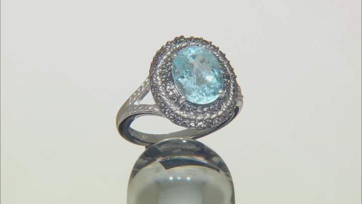 Sky Blue Topaz Rhodium Over Sterling Silver Ring 3.11ctw