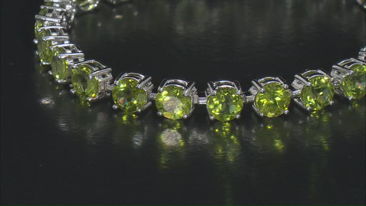 Green Peridot Rhodium Over Sterling Silver Bracelet 19.32ctw Video Thumbnail