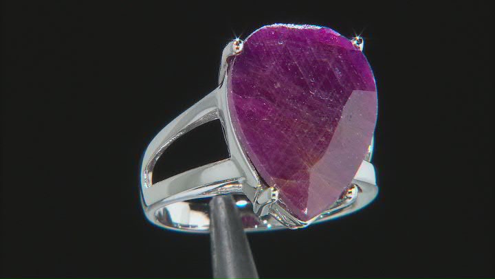 Red indian Ruby Rhodium Over Sterling Silver Solitaire Ring 12.00ct Video Thumbnail