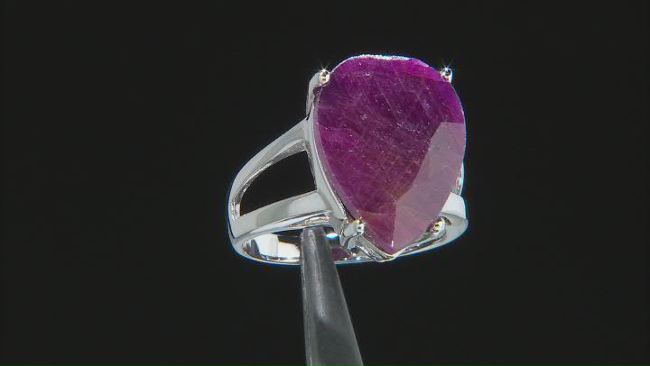 Red indian Ruby Rhodium Over Sterling Silver Solitaire Ring 12.00ct Video Thumbnail