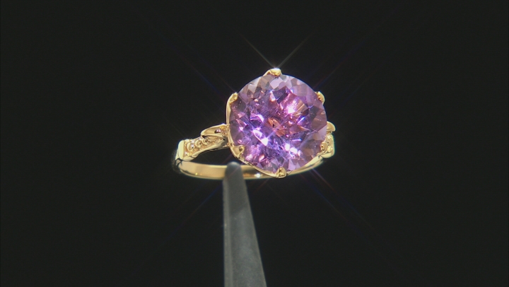 Purple amethyst 18k yellow gold over sterling silver ring 5.00ctw Video Thumbnail