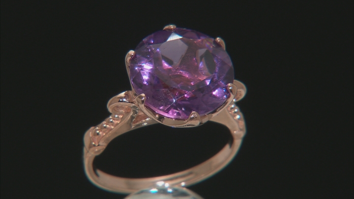 5.00ct round amethyst 18k rose gold over sterling silver ring Video Thumbnail