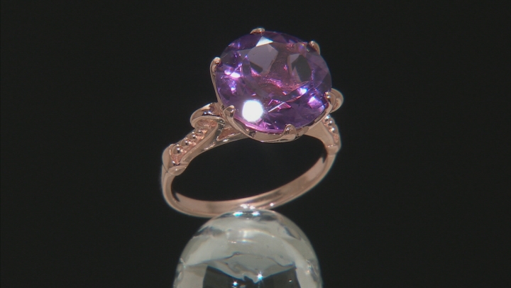 5.00ct round amethyst 18k rose gold over sterling silver ring Video Thumbnail