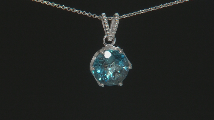 London Blue Topaz rhodium over sterling silver solitaire pendant with chain 5.50ct Video Thumbnail