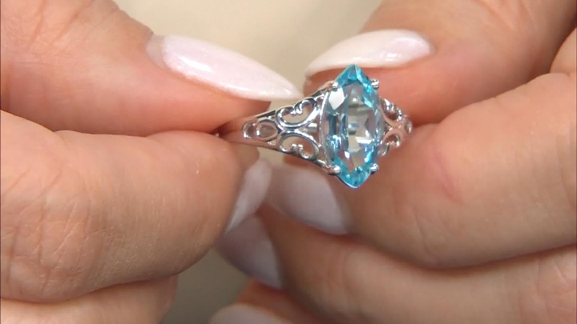 Sky Blue Topaz rhodium over sterling silver solitaire ring 3.50ct Video Thumbnail