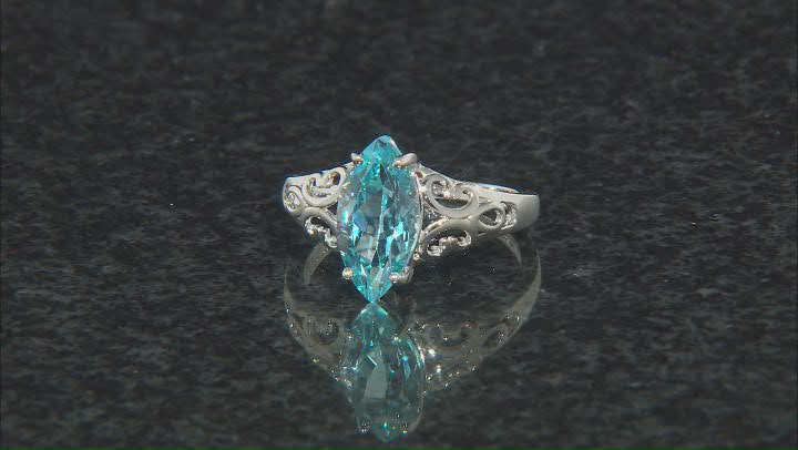 Sky Blue Topaz rhodium over sterling silver solitaire ring 3.50ct Video Thumbnail