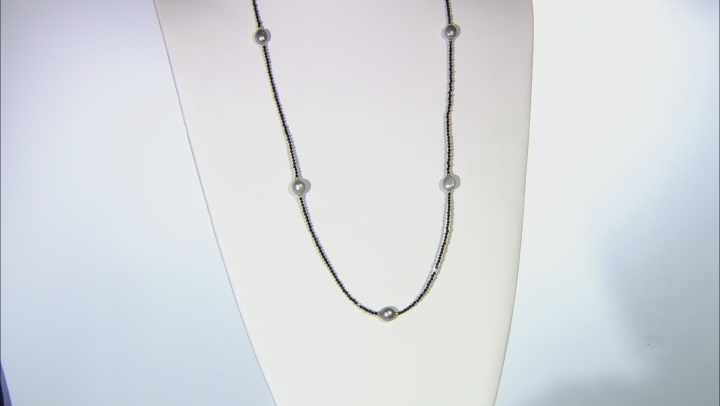 Black spinel rhodium over sterling silver station necklace Video Thumbnail