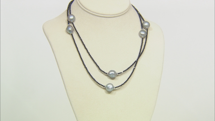 Black spinel rhodium over sterling silver station necklace Video Thumbnail