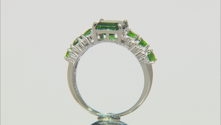 Green Chrome Diopside Rhodium Over Sterling Silver Ring 3.45ctw Video Thumbnail