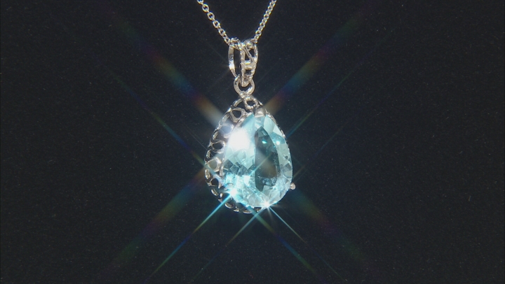 Sky Blue Topaz Rhodium Over Sterling Silver Pendant With Chain 9.00ct Video Thumbnail